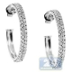14K White Gold 0.93 ct Diamond Round J Shape Hoop Earrings