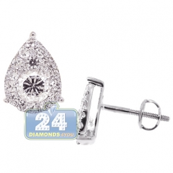14K White Gold 1.04 ct Diamond Pear Shape Stud Earrings