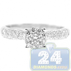 14K White Gold 0.74 ct Diamond Cluster Engagement Ring