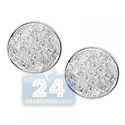 14K White Gold 1.70 ct Invisible Princess Diamond Stud Earrings