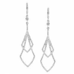 14K White Gold 1.43 ct Diamond Womens Dangling Earrings