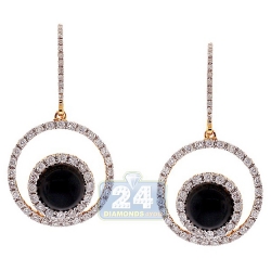 14K Yellow Gold Ceramic 1.31 ct Diamond Womens Hook Earrings