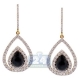 14K Yellow Gold Ceramic 1.46 ct Diamond Pear Shape Hook Earrings