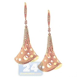 14K Rose Gold 0.36 ct Diamond Womens Handbell Earrings
