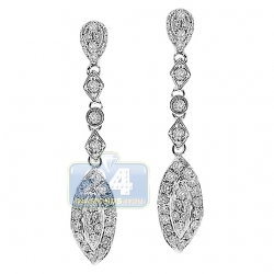 14K White Gold 0.90 ct Diamond Womens Drop Earrings
