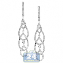 14K White Gold 0.66 ct Diamond Womens Open Dangle Earrings