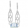 Womens Diamond Open Dangle Earrings 14K White Gold 0.66 carat
