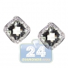 Womens Green Amethyst Diamond Huggie Earrings 14K White Gold