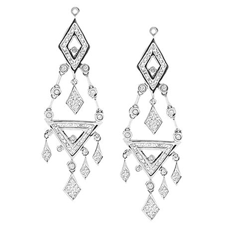 Womens Diamond Womens Chandelier Earrings 14K White Gold 0.96 ct