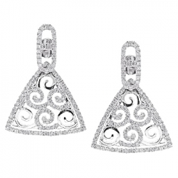 14K White Gold 0.90 ct Diamond Womens Triangle Dangle Earrings