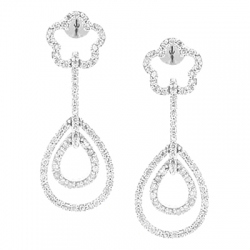 14K White Gold 0.92 ct Diamond Womens Layered Drop Earrings