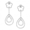 Womens Diamond Layered Drop Earrings 14K White Gold 0.92 Carat