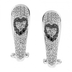 14K White Gold 1.15 ct Black Diamond Heart Womens Earrings
