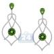 14K White Gold 3.47 ct Peridot Diamond Womens Dangle Earrings