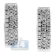 14K White Gold 0.71 ct Diamond Womens Round Hoop Earrings