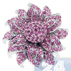 14K White Gold 1.44 ct Pink Sapphire Womens Flower Ring