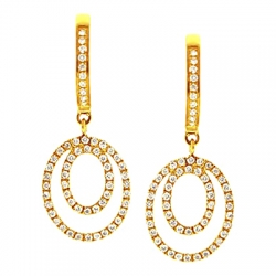 14K Yellow Gold 0.35 ct Diamond Womens Layered Drop Earrings