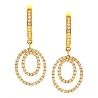 Womens Diamond Layered Drop Earrings 14K Yellow Gold 0.35 ct
