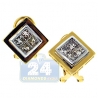 Womens Diamond Square Huggie Earrings 14K Yellow Gold 1.20 ct