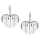 14K White Gold 0.68 ct Diamond Striped Heart Womens Earrings