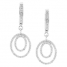 Womens Diamond Layered Drop Earrings 14K White Gold 0.40 ct