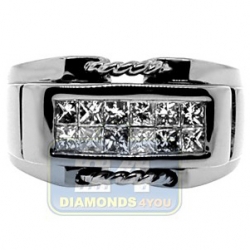 Black PVD 14K Gold 0.91 ct Princess Cut Diamond Mens Ring