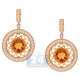14K Yellow Gold 2.45 ct Citrine Diamond Womens Drop Earrings
