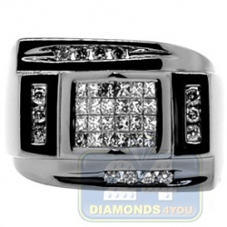 Black PVD 14K Gold 0.79 ct Princess Round Diamond Mens Ring