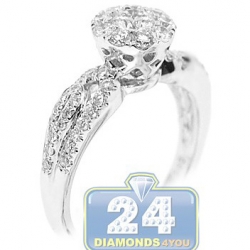 14K White Gold 1.15 ct Diamond Cluster Engagement Ring