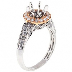 14K Two Tone Gold 1.08 ct Diamond Semi Mount Engagement Ring