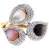 14K Yellow Gold 1.04 ct Diamond Multi Colored Opal Womens Ring