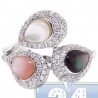 14K White Gold 1.04 ct Diamond Opal Womens Cocktail Ring