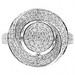 14K White Gold 1.27 ct Diamond Womens Round Flower Ring