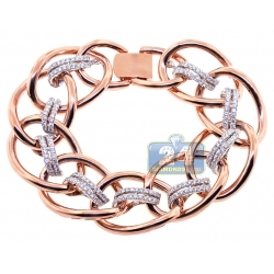 18K Two Tone Gold 3.79 ct Diamond Woven Link Womens Bracelet