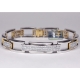 14K Two Tone Gold 6.80 ct Diamond Mens Bicycle Bracelet 8 3/4 Inch