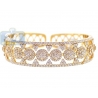 Womens Diamond Openwork Cuff Bracelet 18K Yellow Gold 6.95 ct