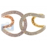 Womens Diamond Pave Interlocking Cuff Bracelet 14K Two Tone Gold