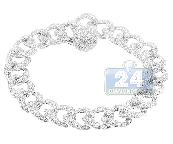 14K Yellow Gold Diamond Curb Chain Bracelet