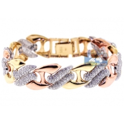 14K 3-Tone Gold 6.20 ct Diamond Womens Mariner Bracelet