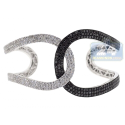 14K White Gold 13.55 ct Diamond Interlocking Cuff Bracelet
