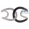 Womens Black Diamond Interlocking Cuff Bracelet 14K White Gold