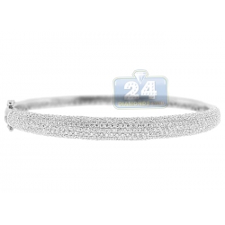14K White Gold 3.85 ct Diamond Womens Bangle Bracelet