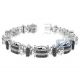 14K White Gold 5.80 ct Black Diamond Mens Bracelet 8 1/2 Inches