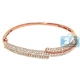 18K Rose Gold 3.20 ct Diamond Womens Oval Bangle Bracelet