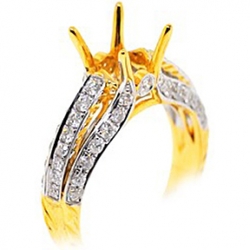 18K Yellow Gold 0.88 ct Diamond Semi Mount Engagement Ring