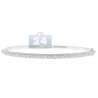 Womens Diamond Oval Bangle Bracelet 18K White Gold 4.19 ct 7"