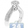 14K White Gold 1.19 ct Diamond Cluster Womens Vintage Engagement Ring