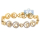 14K Yellow Gold 6.00 ct Diamond Round Link Womens Bracelet