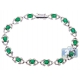 18K White Gold 5.59 ct Diamond Emerald Womens Halo Bracelet