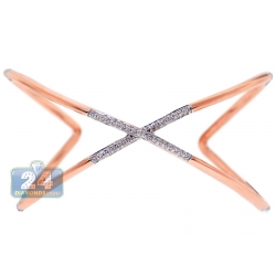 18K Rose Gold 1.00 ct Diamond Womens Cross Cuff Bracelet